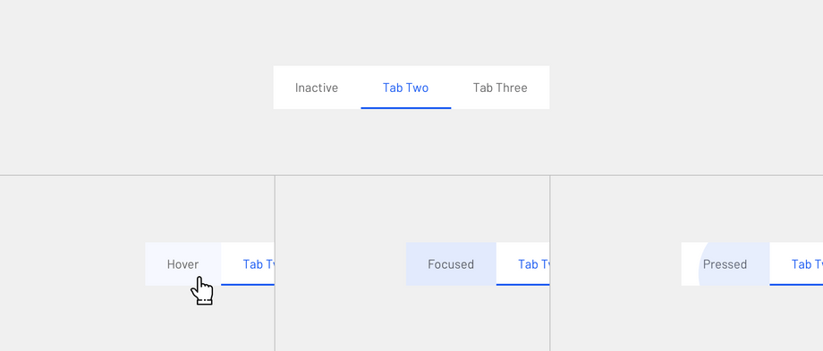 The hover, focus, and pressed states of an enabled tab